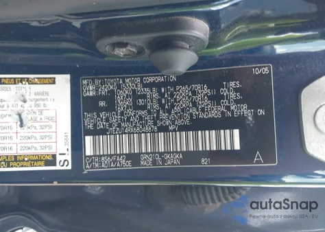 2006 Toyota 4Runner Sr5 V6 from USA, damaged, VIN JTEZU14RX68048878